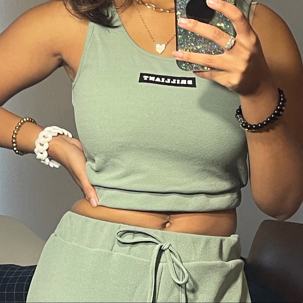 Teal tank and jogger set